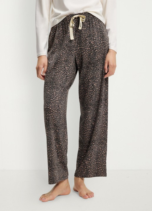 HUGO Pyjamabroek van stretchjersey met all-over print - detail 4 middengrijs