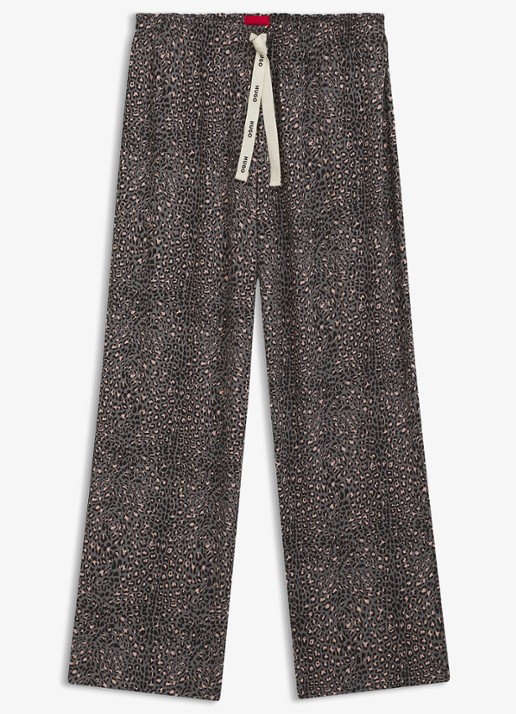 HUGO Pyjamabroek van stretchjersey met all-over print - voorkant middengrijs