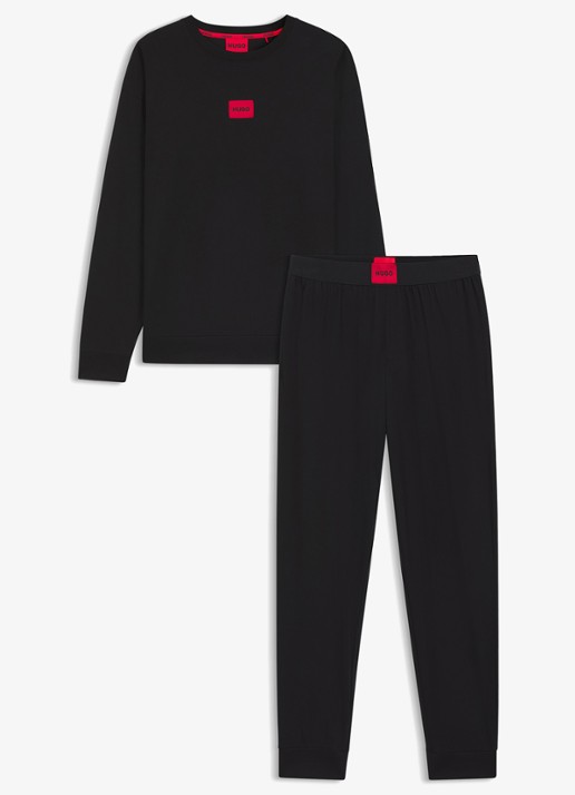 HUGO Pyjamaset met logo in giftset - voorkant 4 zwart