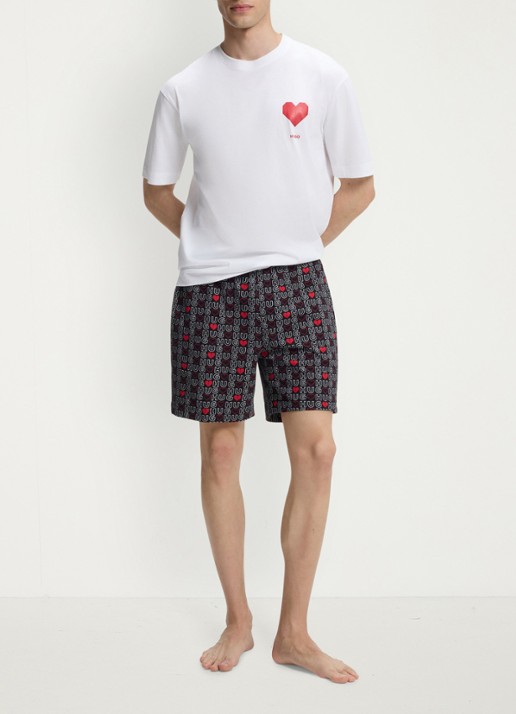 HUGO Pyjamaset van katoen met logo - voorkant 2 open miscellaneous-960 / wit