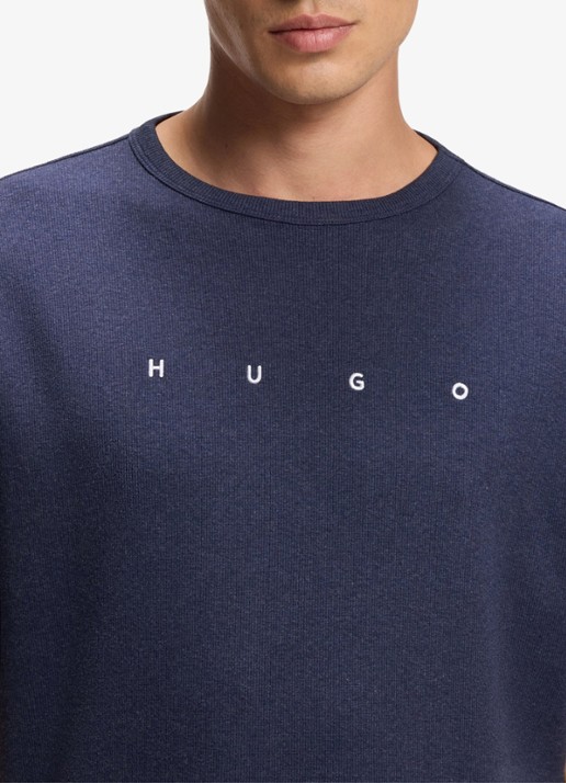 HUGO Pyjamashirt met logo - detail 4 donkerblauw