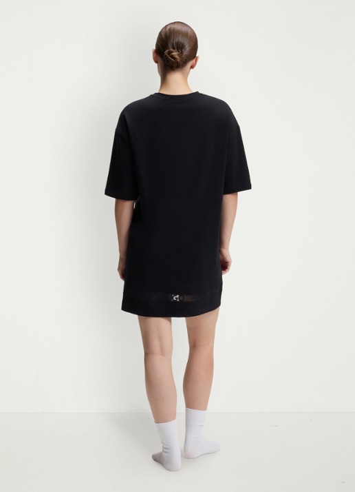 HUGO Pyjamashirt met mesh detail - achterkant 3 zwart