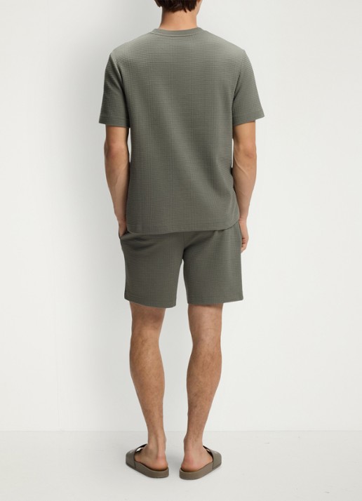 HUGO Pyjamashirt met wafelstructuur en logostiksel - achterkant 3 dark green-306 / groen
