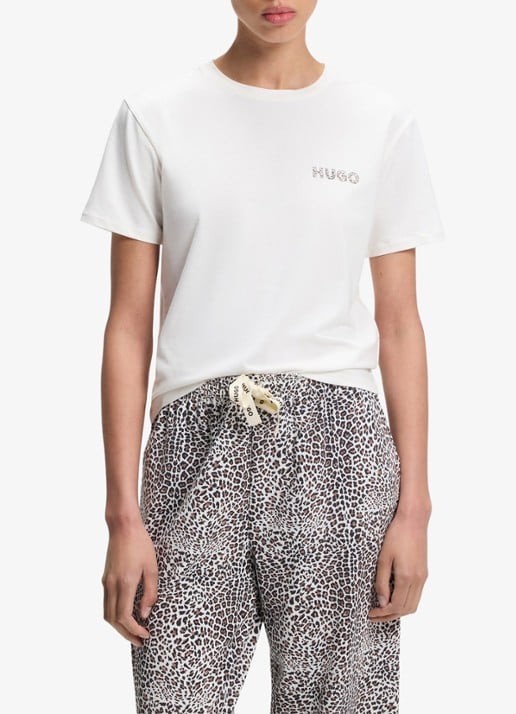 HUGO Pyjamashirt van stretchjersey met logoprint