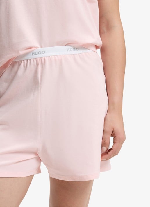 HUGO Pyjamashort met logoband - detail 4 lichtroze