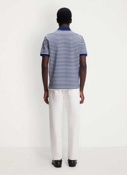 HUGO Regular fit polo met streepprint - achterkant wit