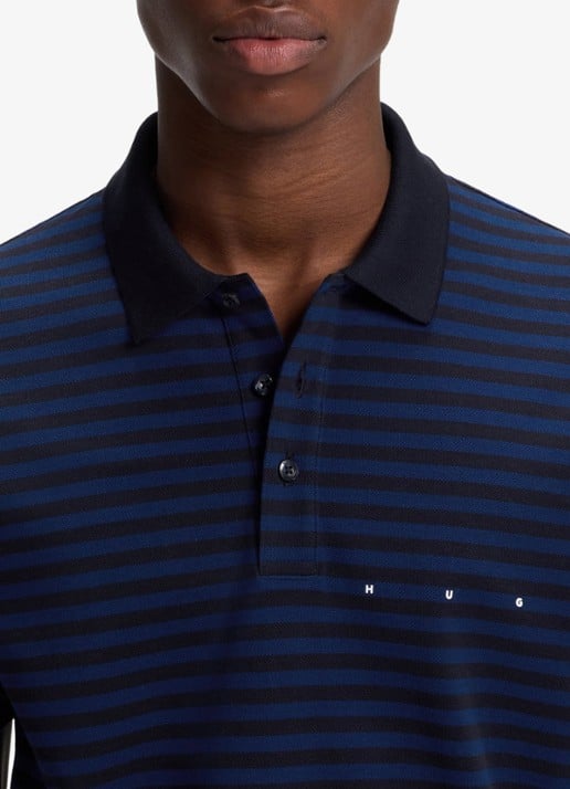 HUGO Regular fit polo met streepprint - detail 5 donkerblauw