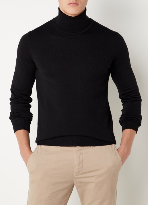 HUGO Regular-fit trui van scheerwol met col