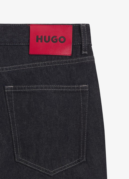 HUGO Relaxed fit jeans met steekzakken - detail 3 donkerblauw