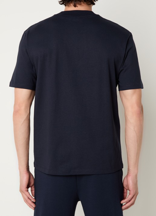 HUGO Relaxed-fit T-shirt van katoen met logoprint - achterkant 3 dark blue-405 / blauw