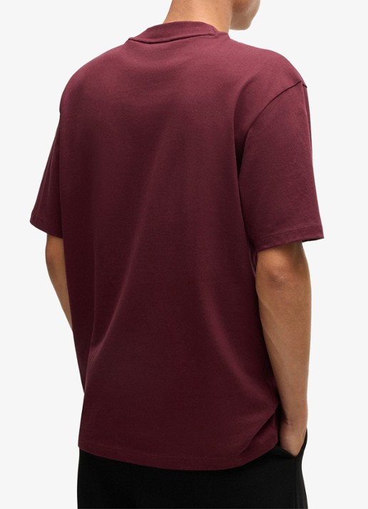 HUGO Relaxed-fit T-shirt van katoen met logoprint - achterkant 3 dark pink-654 / roze
