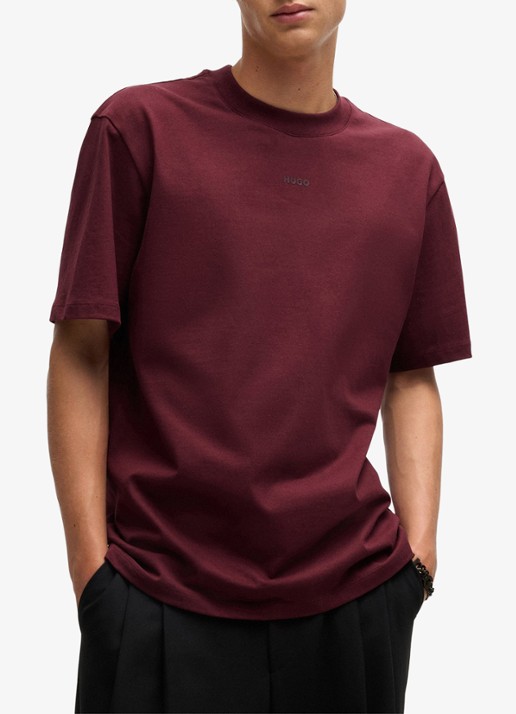 HUGO Relaxed-fit T-shirt van katoen met logoprint - detail dark pink-654 / roze