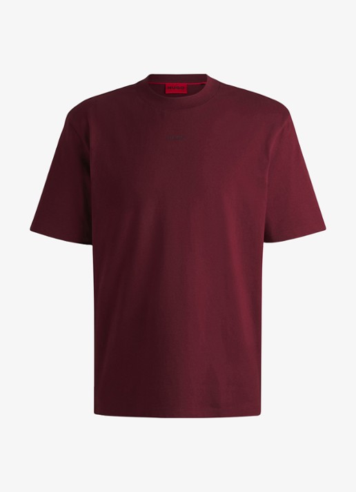 HUGO Relaxed-fit T-shirt van katoen met logoprint - voorkant 4 dark pink-654 / roze