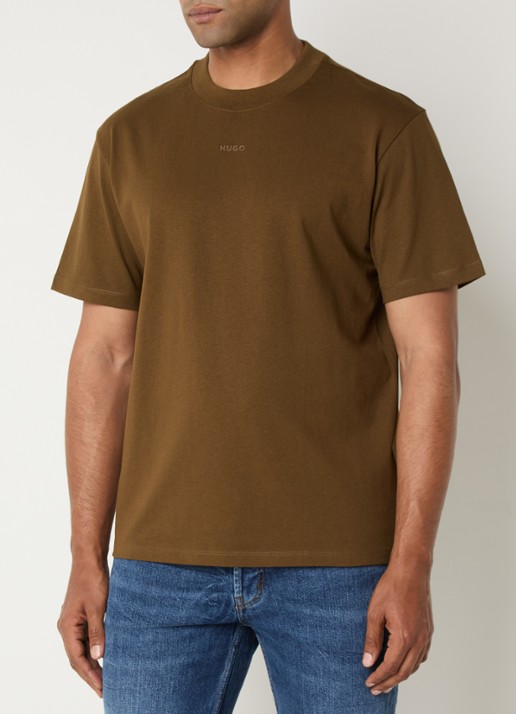 HUGO Relaxed-fit T-shirt van katoen met logoprint - detail 4 medium brown-217 / bruin