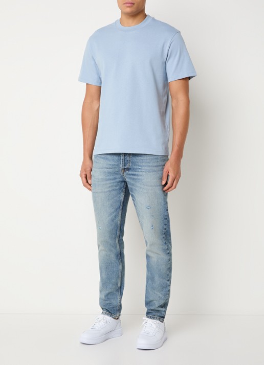 HUGO Relaxed-fit T-shirt van katoen met logoprint - voorkant 4 open blue-483 / blauw