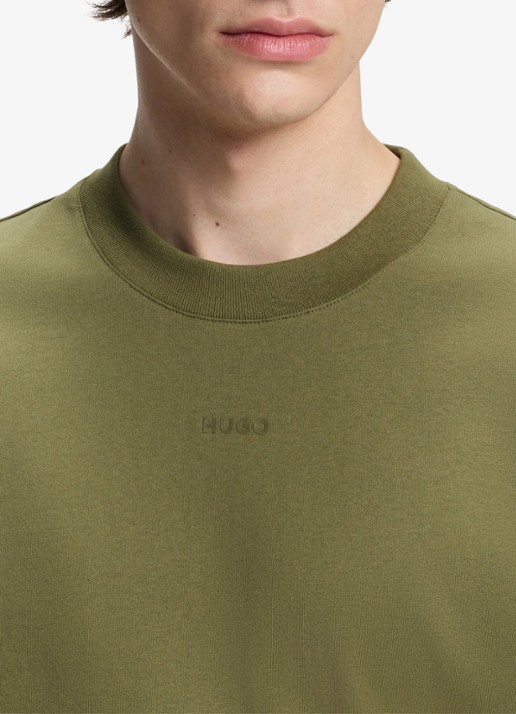 HUGO Relaxed-fit T-shirt van katoen met logoprint - detail 5 open green-388 / groen