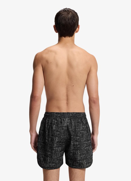HUGO Rik zwemshorts met logoprint - achterkant 4 grijs