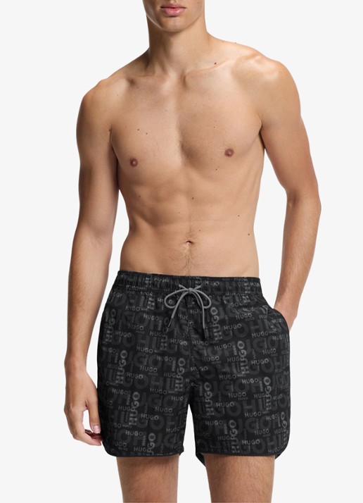HUGO Rik zwemshorts met logoprint - voorkant 3 grijs