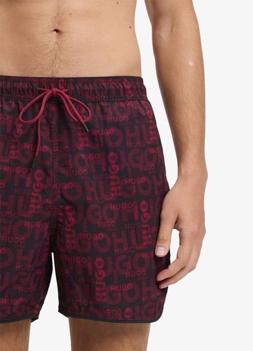 HUGO Rik zwemshorts met logoprint - detail 4 donkerrood