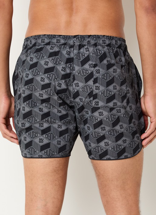 HUGO Rik zwemshorts met logoprint - achterkant 4 donkergrijs