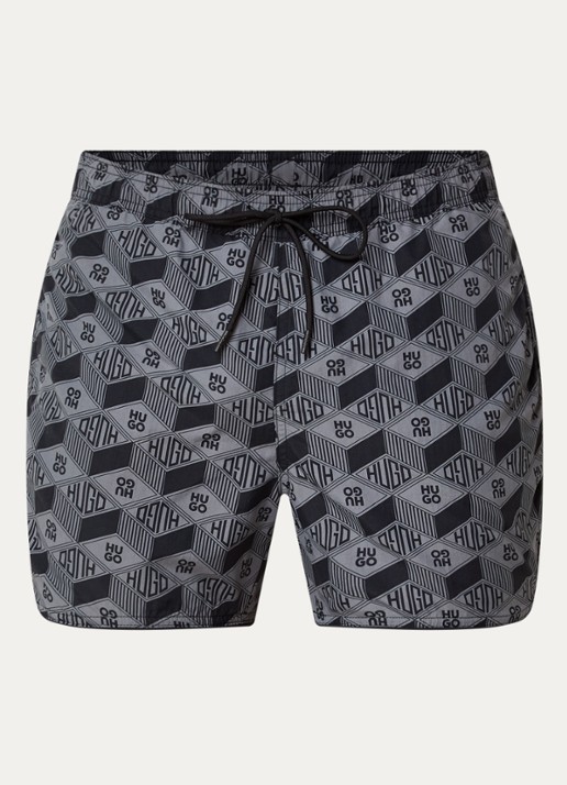 HUGO Rik zwemshorts met logoprint - voorkant 2 donkergrijs