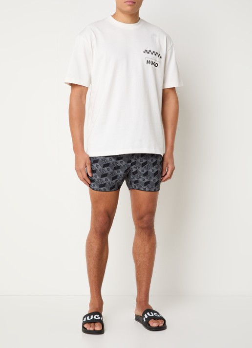 HUGO Rik zwemshorts met logoprint - voorkant 3 donkergrijs