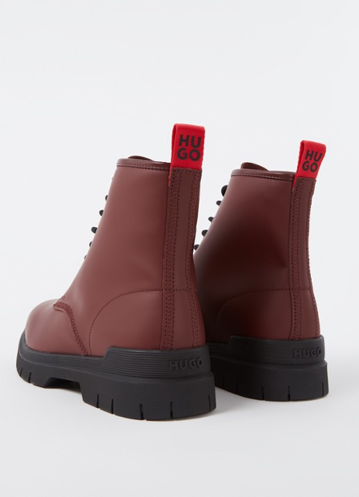 HUGO Ryan veterboot van leer  - detail 3 donkerrood