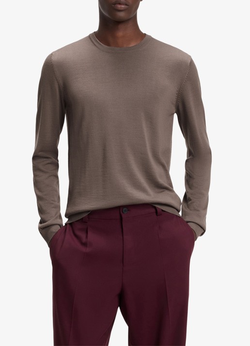 HUGO San Cedric fijngebreide pullover van wol  - detail 4 rust/copper-223