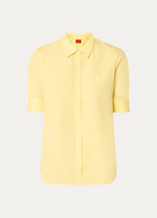 HUGO Sarepla blouse met logoborduring - voorkant 3 medium yellow-723 / geel