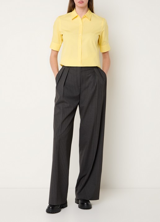 HUGO Sarepla blouse met logoborduring - voorkant 4 medium yellow-723 / geel