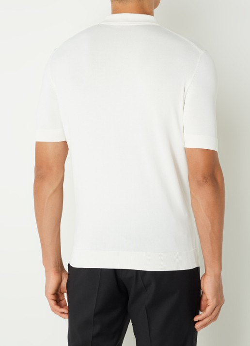 HUGO Sayfong regular fit polo met halve rits en logo - achterkant 2 gebroken wit