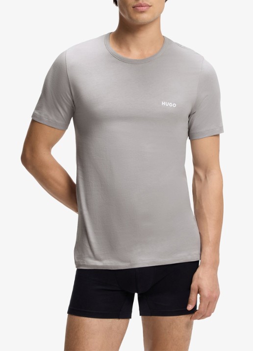 HUGO Set van drie katoenen T-shirts in meerdere kleuren met logoprint - detail 5 staalblauw