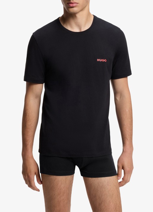 HUGO Set van drie katoenen T-shirts in meerdere kleuren met logoprint - detail open miscellaneous-974 / rood