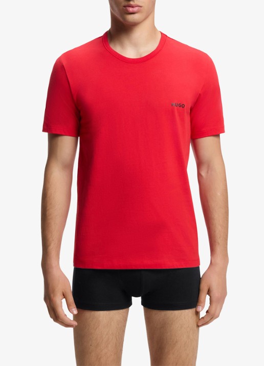 HUGO Set van drie katoenen T-shirts in meerdere kleuren met logoprint - detail 2 open miscellaneous-974 / rood