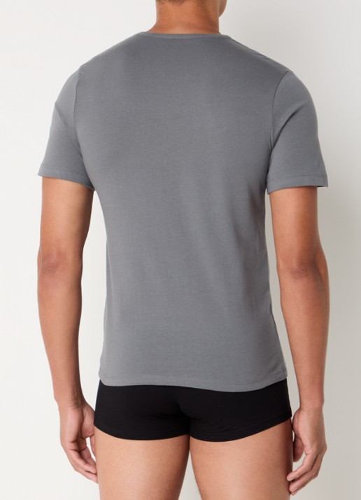 HUGO Set van drie katoenen T-shirts in meerdere kleuren met logoprint - achterkant open miscellaneous-983 / wit
