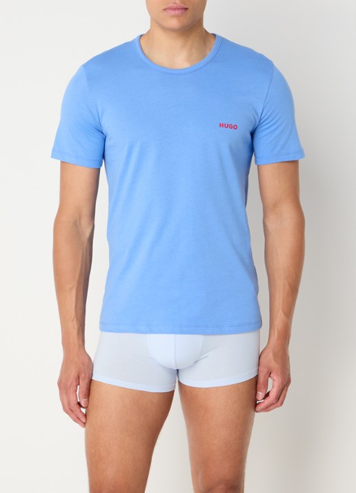 HUGO Set van drie katoenen T-shirts in meerdere kleuren met logoprint - voorkant 2 open miscellaneous-963 / blauw