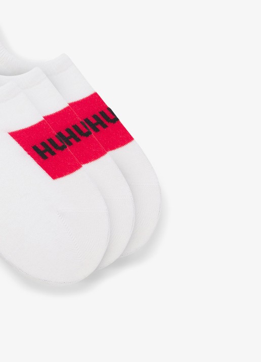 HUGO Set van drie paar onzichtbare sokken met rode logolabels - detail 4 wit