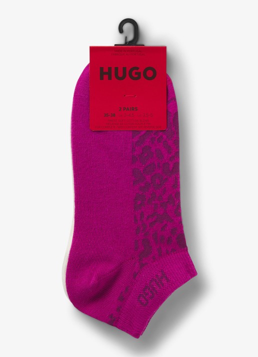 HUGO Set van twee paar enkelsokken van een katoenmix - achterkant dark pink-653 / roze