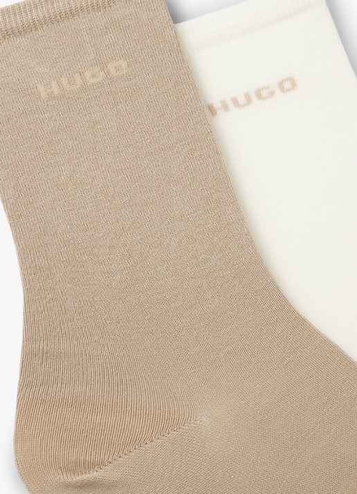HUGO Set van twee paar logosokken in standaardlengte van een katoenmix - detail light /pastel brown-232 / bruin