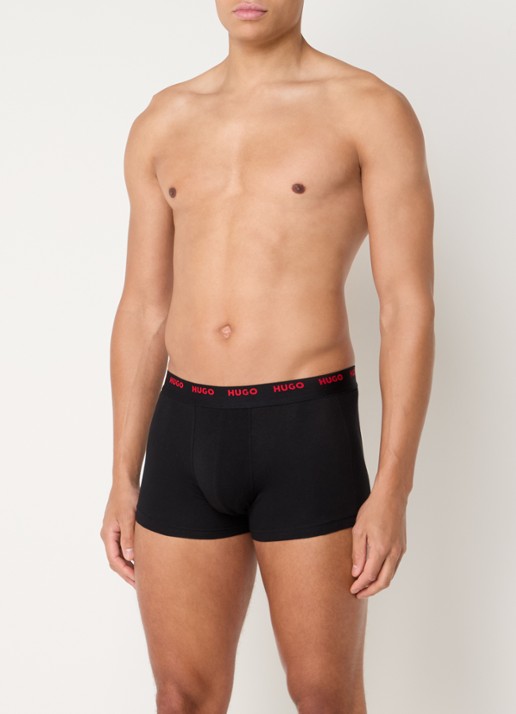 HUGO Set van vijf korte boxershorts met logotailleband van stretchkatoen - voorkant 4 donkerblauw