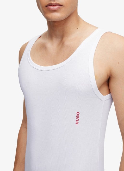 HUGO Singlet van katoen met logo in 2-pack - detail 3 wit