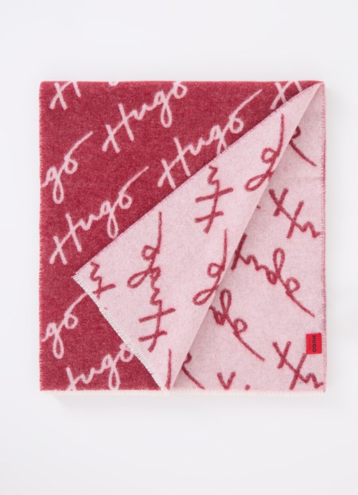 HUGO Sjaal in wolblend met logo 180 x 40 cm - voorkant 3 rood