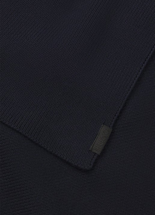 HUGO Sjaal met ribstructuur  - detail 4 donkerblauw