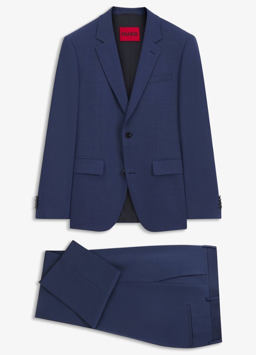HUGO Slim fit 2-delig pak in wolblend - voorkant 6 donkerblauw