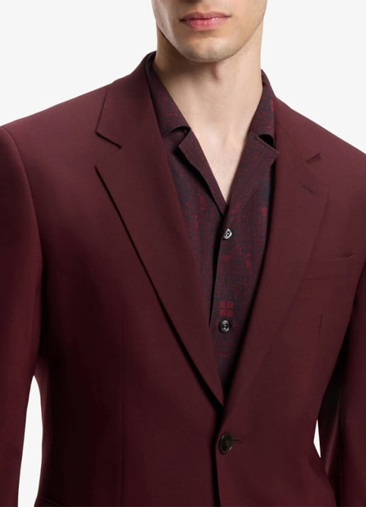HUGO Slim fit 2-delig pak in wolblend - detail 2 dark red-603 / rood