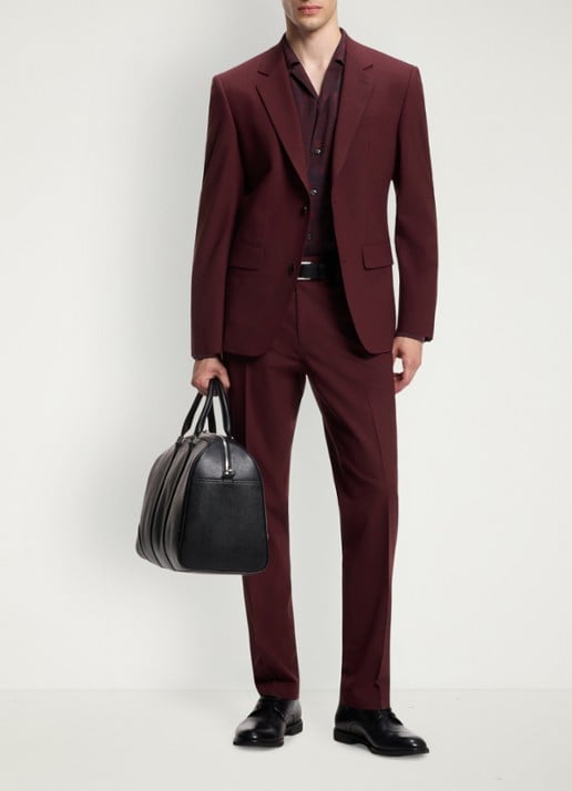 HUGO Slim fit 2-delig pak in wolblend - voorkant 8 dark red-603 / rood