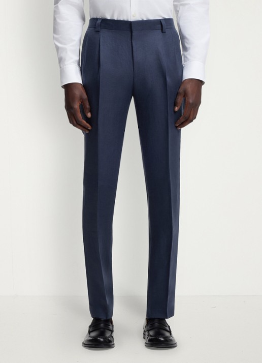 HUGO Slim fit 2-delig pak van linnen - detail 5 blauw