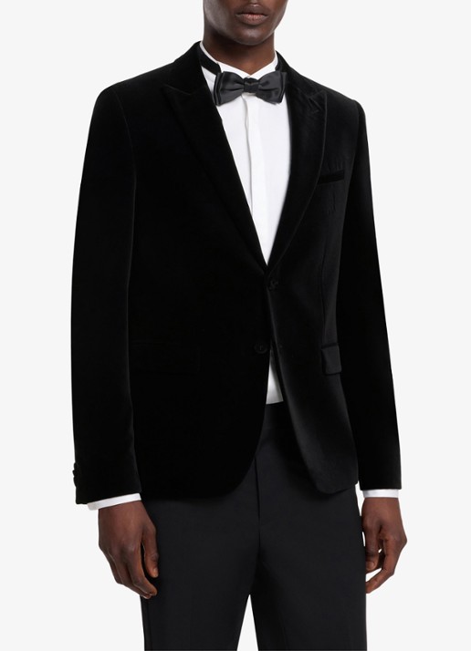 HUGO Slim fit colbert van fluweel - detail 3 zwart