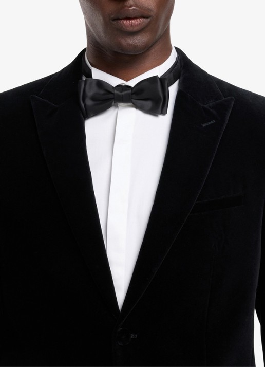 HUGO Slim fit colbert van fluweel - detail 4 zwart