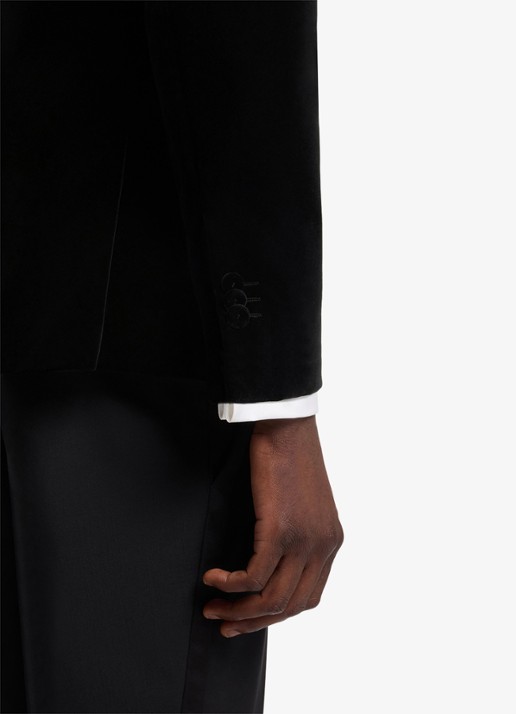 HUGO Slim fit colbert van fluweel - detail 5 zwart